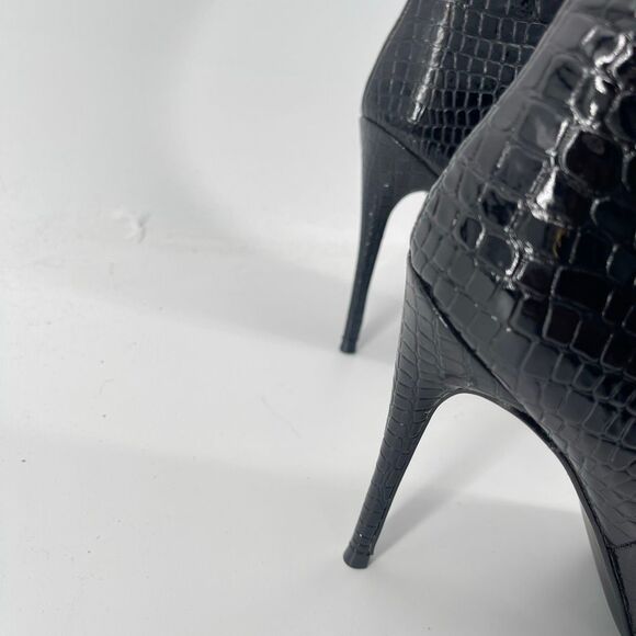 Steve Madden Harlow Black Croco Embossed Over The Knee High Heel Boots Size 8 - Picture 9 of 16